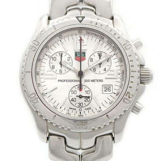 電池交換済 TAG Heuer タグホイヤー リンク クロノグラフ CT1112 デイト 200m防水 シルバー SS ステンレス メンズ クォーツ【6ヶ月保証】【腕時計】【中古】