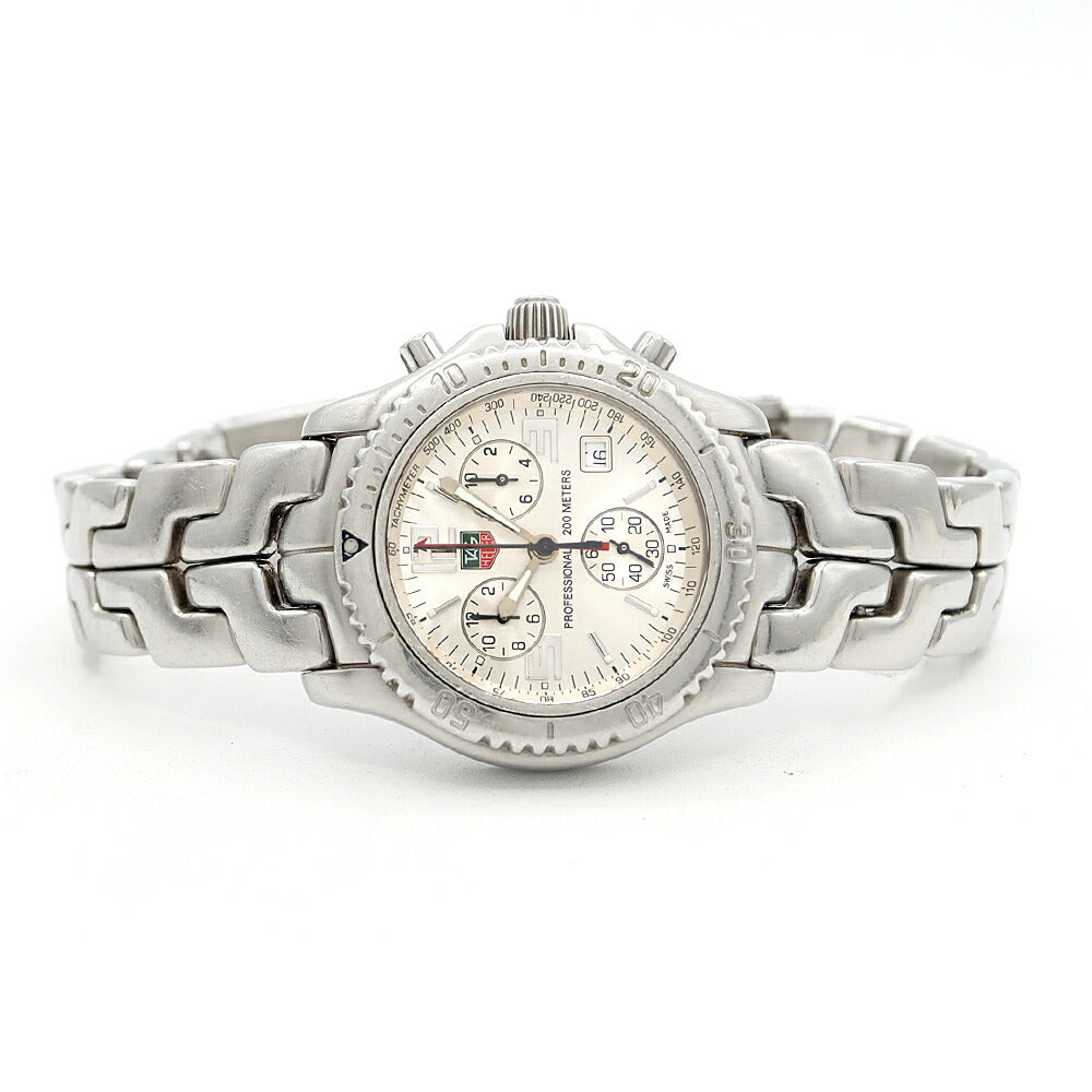 電池交換済 TAG Heuer タグホイヤー リンク クロノグラフ CT1112 デイト 200m防水 シルバー SS ステンレス メンズ クォーツ【6ヶ月保証】【腕時計】【中古】