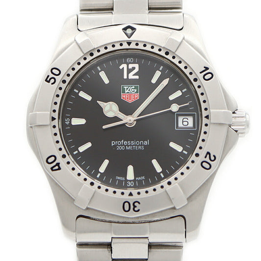 電池交換済 TAG Heuer タグホイヤー プロフェッショナル WK1110 デイト 200m防水 黒 ブラック SS ステンレス メンズ クォーツ【6ヶ月保証】【腕時計】【中古】