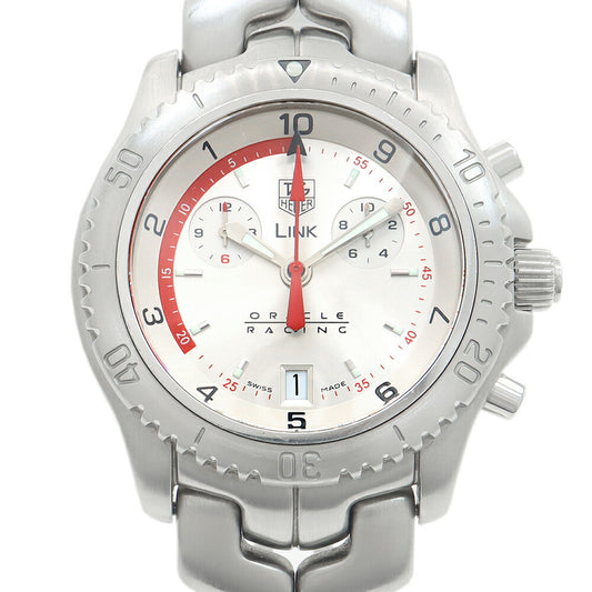 電池交換済 TAG Heuer タグホイヤー リンク オラクルレーシング クロノグラフ 1500本限定 CT1118 BA0550 デイト 200m防水 シルバー SS ステンレス メンズ クォーツ【6ヶ月保証】【腕時計】【中古】