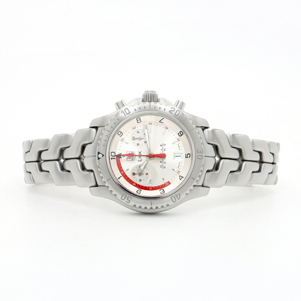 電池交換済 TAG Heuer タグホイヤー リンク オラクルレーシング クロノグラフ 1500本限定 CT1118 BA0550 デイト 200m防水 シルバー SS ステンレス メンズ クォーツ【6ヶ月保証】【腕時計】【中古】