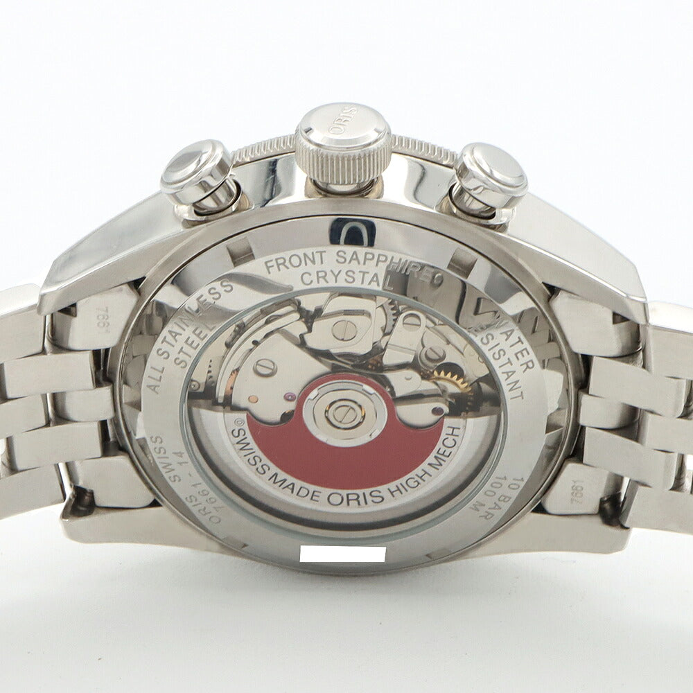 ORIS オリス アーティックス GT クロノグラフ 7661-14 デイト 100m防水 裏スケ 黒 ブラック SS ステンレス メンズ 自動巻き【6ヶ月保証】【腕時計】【中古】