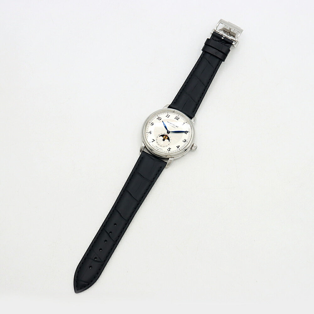 MONTBLANC モンブラン スター レガシー ムーンフェイズ 7435 デイト 30m防水 裏スケ シルバー SS ステンレス 純正尾錠 メンズ 自動巻き【6ヶ月保証】【腕時計】【中古】