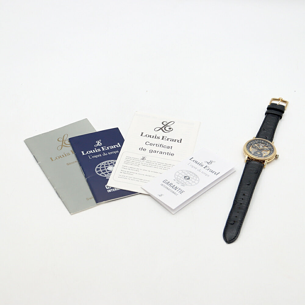 Louis Erard Triple Calendar Moon Phase 82.0798 Back Skeleton Black YGP Yellow Gold Genuine Belt Genuine Buckle Men's Automatic Winding [6 Month Warranty] [Watch] [Used]