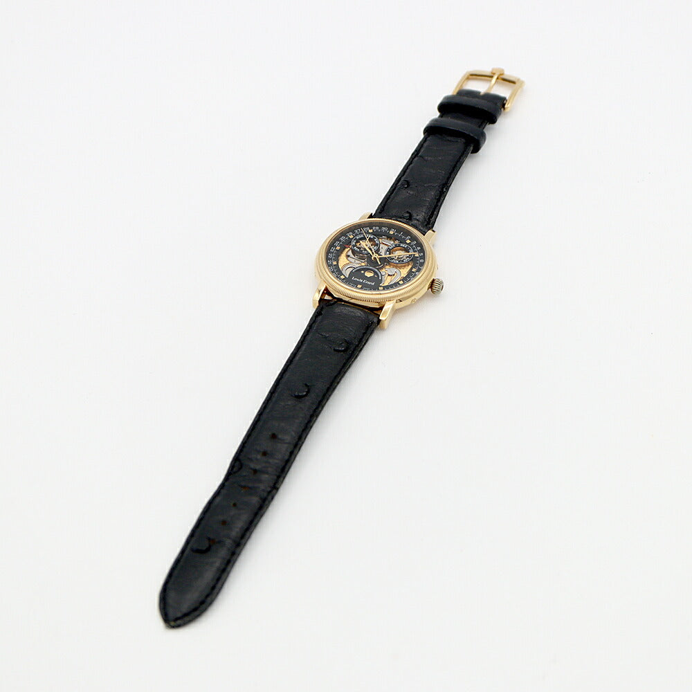 Louis Erard Triple Calendar Moon Phase 82.0798 Back Skeleton Black YGP Yellow Gold Genuine Belt Genuine Buckle Men's Automatic Winding [6 Month Warranty] [Watch] [Used]