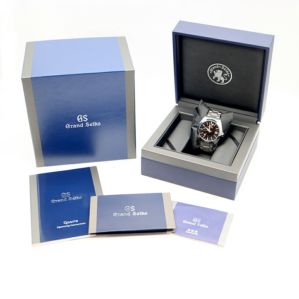 電池交換済 SEIKO セイコー GS グランドセイコー ヘリテージコレクション GMT 9F86-0AF0 SBGN013 デイト 100m防水 黒 ブラック SS ステンレス メンズ クォーツ【6ヶ月保証】【腕時計】【中古】