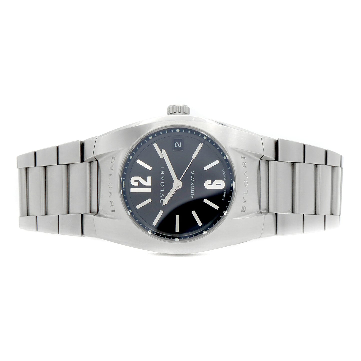 BVLGARI ブルガリ エルゴン EG35S デイト 黒 ブラック SS ステンレス メンズ 自動巻き【6ヶ月保証】【腕時計】【中古】