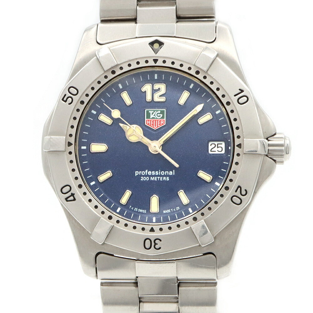 電池交換済 TAG Heuer タグホイヤー 2000シリーズ プロフェッショナル WK1113 デイト 青 ブルー SS ステンレス メンズ クォーツ【6ヶ月保証】【腕時計】【中古】