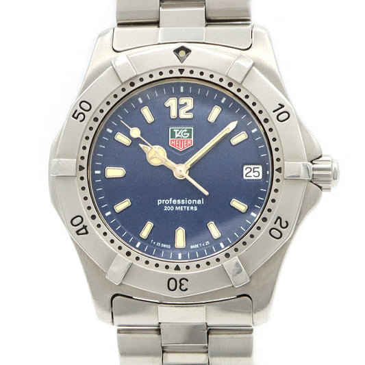 電池交換済 TAG Heuer タグホイヤー 2000シリーズ プロフェッショナル WK1113 デイト 青 ブルー SS ステンレス メンズ クォーツ【6ヶ月保証】【腕時計】【中古】