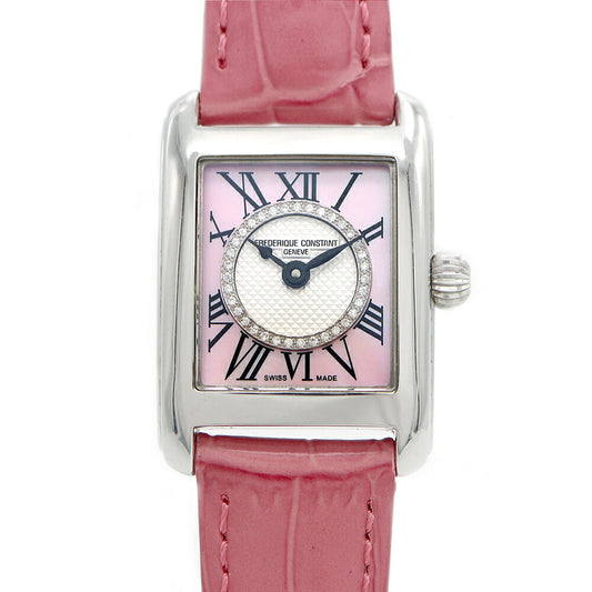 電池交換済 FREDERIQUE CONSTANT フレデリックコンスタント クラシックカレ FC-200X1C12 ダイヤモンド ピンクシェル SS ステンレス 純正ベルト 純正尾錠 レディース クォーツ【6ヶ月保証】【腕時計】【中古】