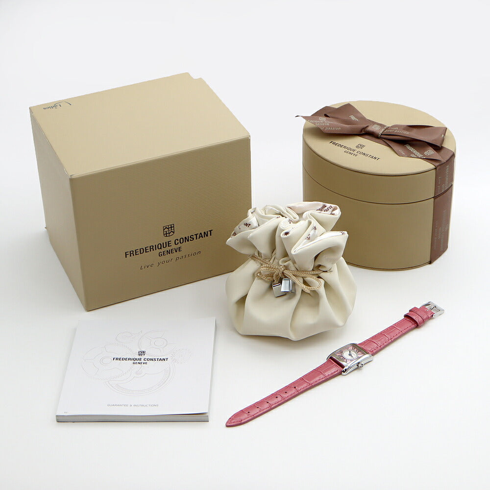 電池交換済 FREDERIQUE CONSTANT フレデリックコンスタント クラシックカレ FC-200X1C12 ダイヤモンド ピンクシェル SS ステンレス 純正ベルト 純正尾錠 レディース クォーツ【6ヶ月保証】【腕時計】【中古】