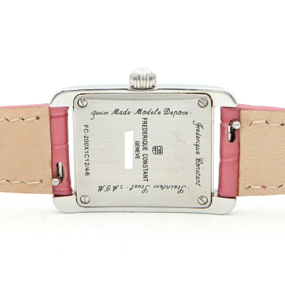 電池交換済 FREDERIQUE CONSTANT フレデリックコンスタント クラシックカレ FC-200X1C12 ダイヤモンド ピンクシェル SS ステンレス 純正ベルト 純正尾錠 レディース クォーツ【6ヶ月保証】【腕時計】【中古】