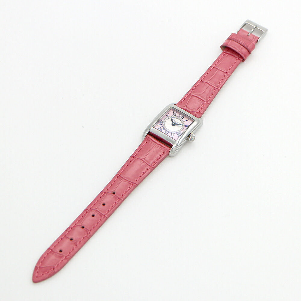 電池交換済 FREDERIQUE CONSTANT フレデリックコンスタント クラシックカレ FC-200X1C12 ダイヤモンド ピンクシェル SS ステンレス 純正ベルト 純正尾錠 レディース クォーツ【6ヶ月保証】【腕時計】【中古】