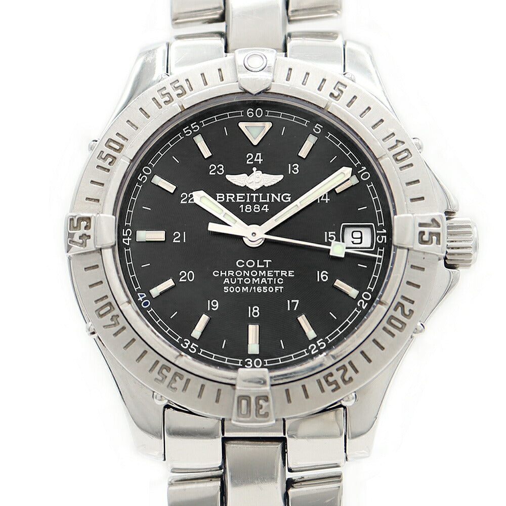 BREITLING ブライトリング コルトオーシャン A17350 デイト 500m防水 黒 ブラック SS ステンレス メンズ 自動巻き【6ヶ月保証】【腕時計】【中古】