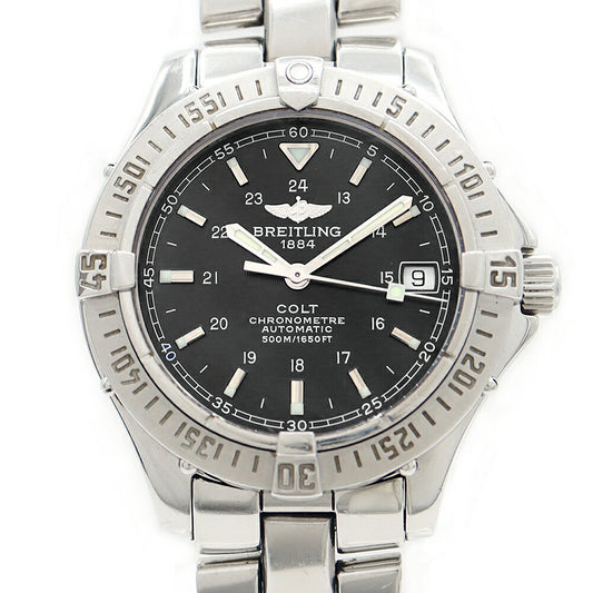BREITLING Colt Ocean A17350 Date 500m Water Resistant Black SS Stainless Steel Men's Automatic Winding [6 Month Warranty] [Watch] [Used]