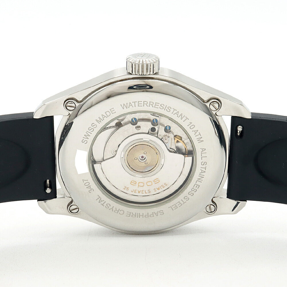 内部点検済 EPOS エポス パッション レギュレーター 3407 パルスメーター 裏スケ デイト 100m防水 シルバー SS ステンレス メンズ 自動巻き【6ヶ月保証】【腕時計】【中古】