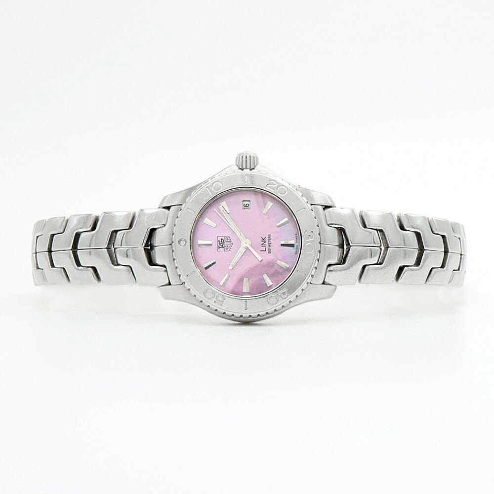 電池交換済 TAG Heuer タグホイヤー リンク WJ1315 200m防水 デイト ピンクシェル SS ステンレス レディース クォーツ【6ヶ月保証】【腕時計】【中古】