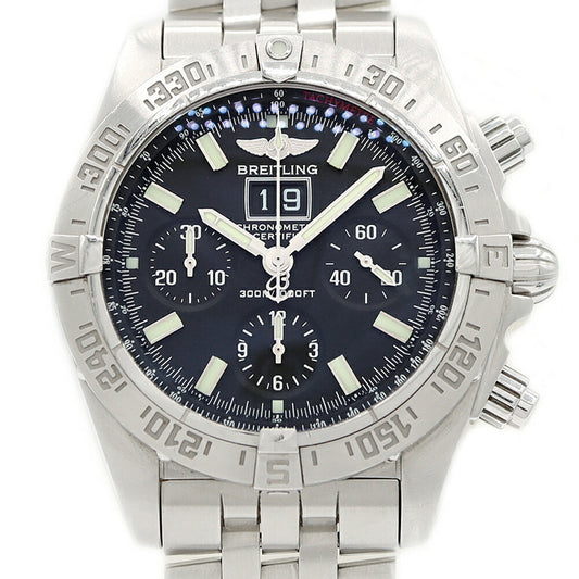 BREITLING ブライトリング クロノマット ブラックバード A44359 ビッグデイト クロノグラフ 300m防水 黒 ブラック SS ステンレス メンズ 自動巻き【6ヶ月保証】【腕時計】【中古】