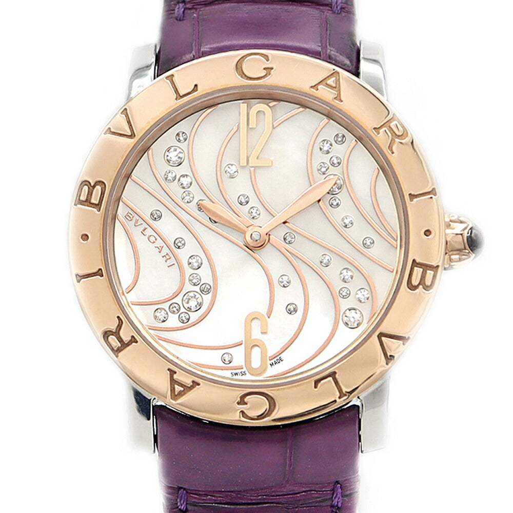 BVLGARI Bvlgari Bulgari Bvlgari BBLP33SG Diamond 30m Waterproof White White Shell K18PG Pink Gold SS Stainless Steel Combination Genuine Belt Genuine Buckle Men Boys Women Automatic Winding [6 Month Warranty] [Watch] [Used]