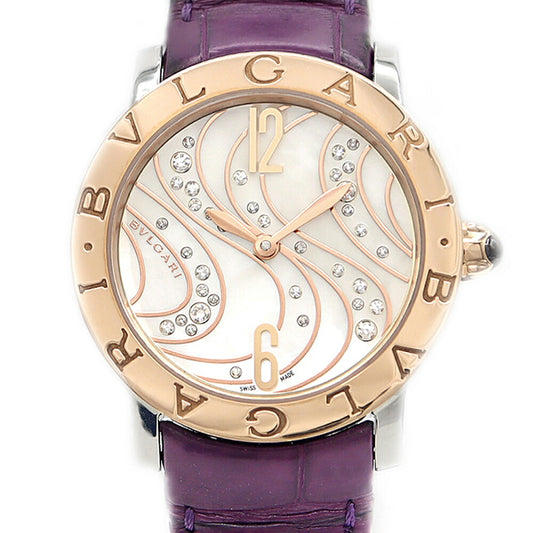 BVLGARI Bvlgari Bulgari Bvlgari BBLP33SG Diamond 30m Waterproof White White Shell K18PG Pink Gold SS Stainless Steel Combination Genuine Belt Genuine Buckle Men Boys Women Automatic Winding [6 Month Warranty] [Watch] [Used]