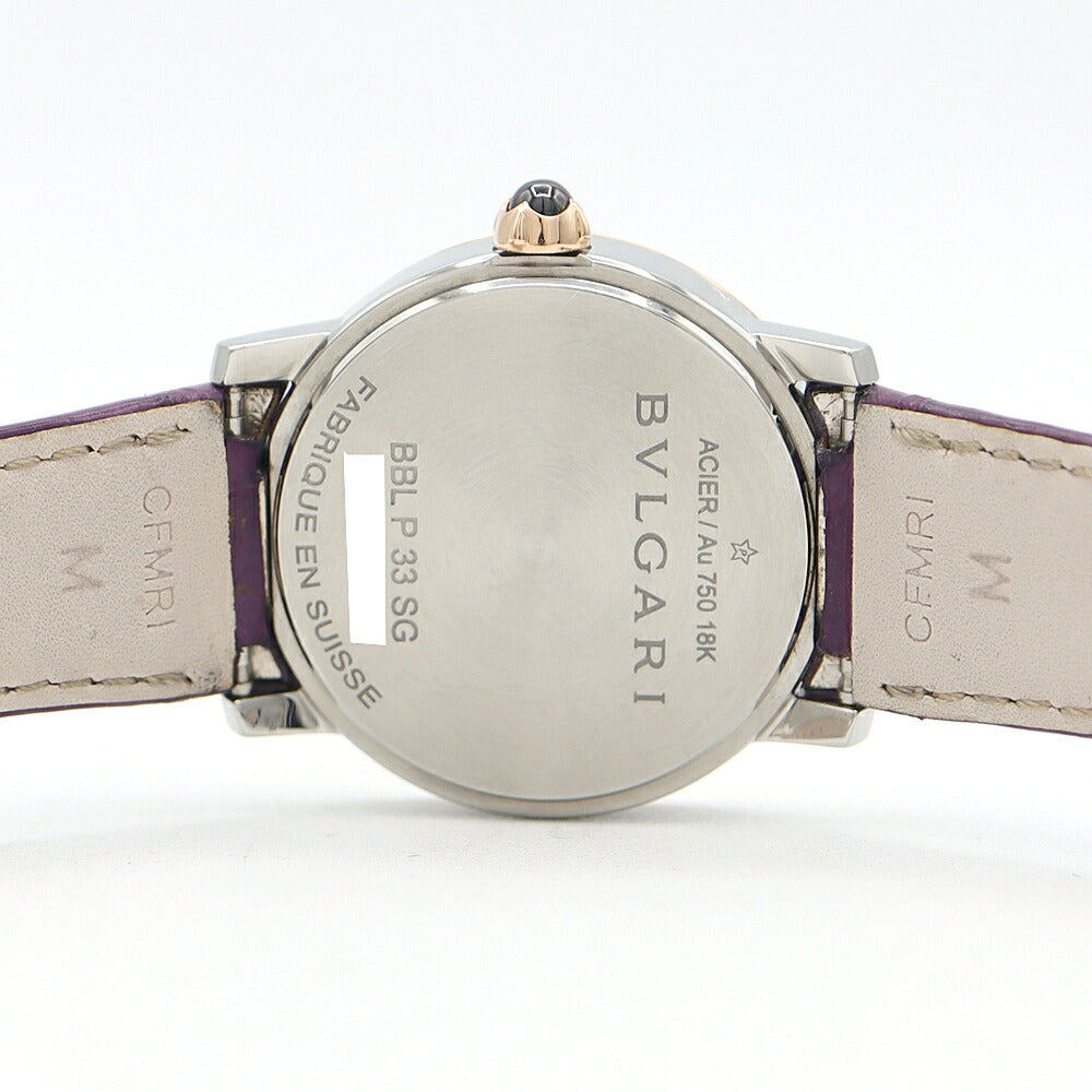 BVLGARI Bvlgari Bulgari Bvlgari BBLP33SG Diamond 30m Waterproof White White Shell K18PG Pink Gold SS Stainless Steel Combination Genuine Belt Genuine Buckle Men Boys Women Automatic Winding [6 Month Warranty] [Watch] [Used]