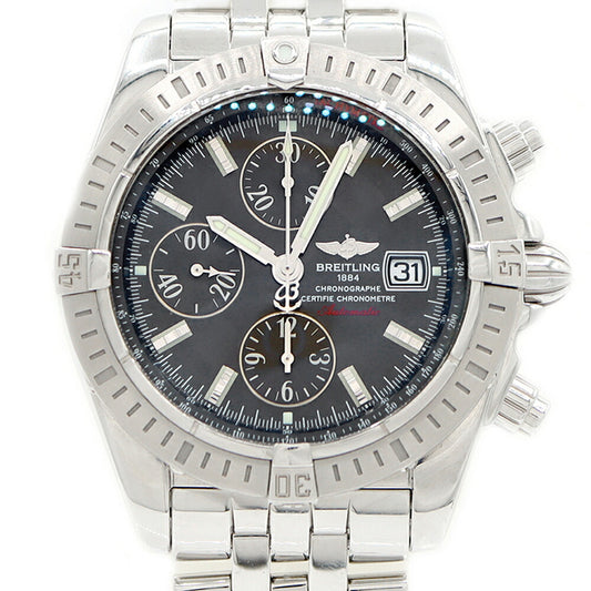 BREITLING クロノマット エボリューション A13356 クロノグラフ デイト 300m防水 グレー SS ステンレス メンズ 自動巻き【6ヶ月保証】【腕時計】【中古】