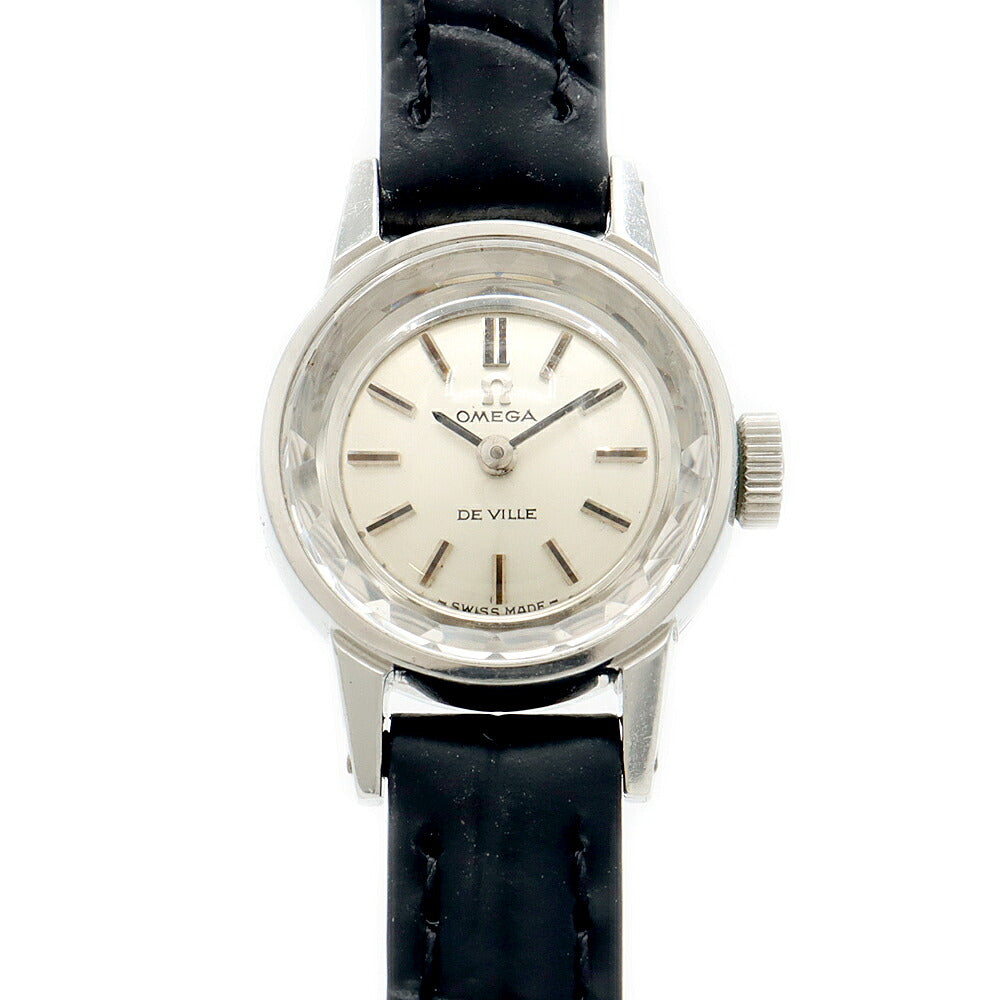 OMEGA オメガ DeVille デビル カットガラス 511.166 Cal.485 17石 シルバー SS ステンレス レディース 手巻き デヴィル アンティーク ヴィンテージ【腕時計】【中古】