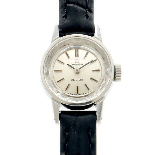 OMEGA オメガ DeVille デビル カットガラス 511.166 Cal.485 17石 シルバー SS ステンレス レディース 手巻き デヴィル アンティーク ヴィンテージ【腕時計】【中古】