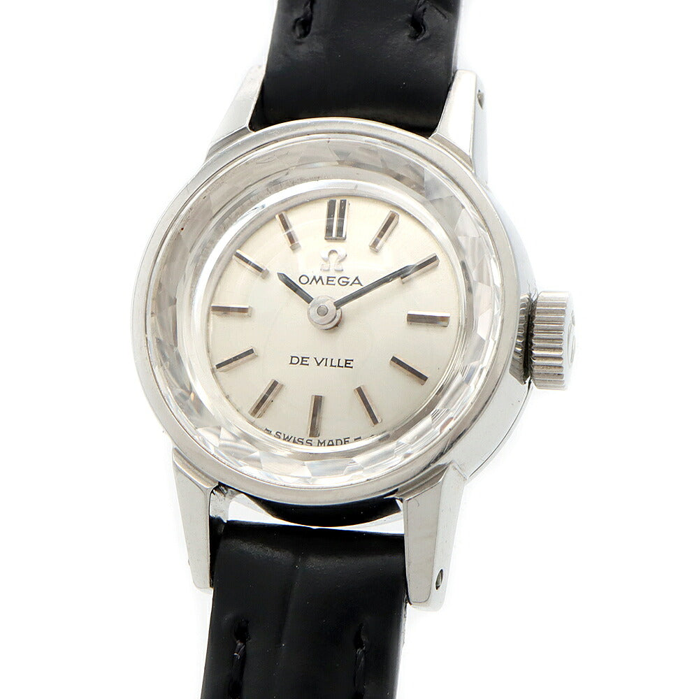 OMEGA オメガ DeVille デビル カットガラス 511.166 Cal.485 17石 シルバー SS ステンレス レディース 手巻き デヴィル アンティーク ヴィンテージ【腕時計】【中古】