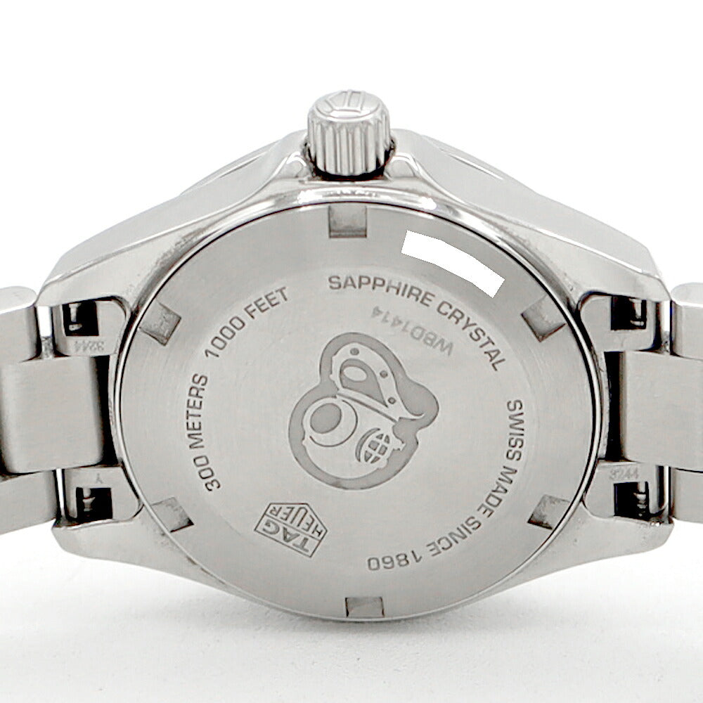 電池交換済 TAG Heuer タグホイヤー アクアレーサー WBD1414 ダイヤモンド 11Pダイヤ デイト 300m防水 白 ホワイトシェル SS ステンレス レディース クォーツ【6ヶ月保証】【腕時計】【中古】