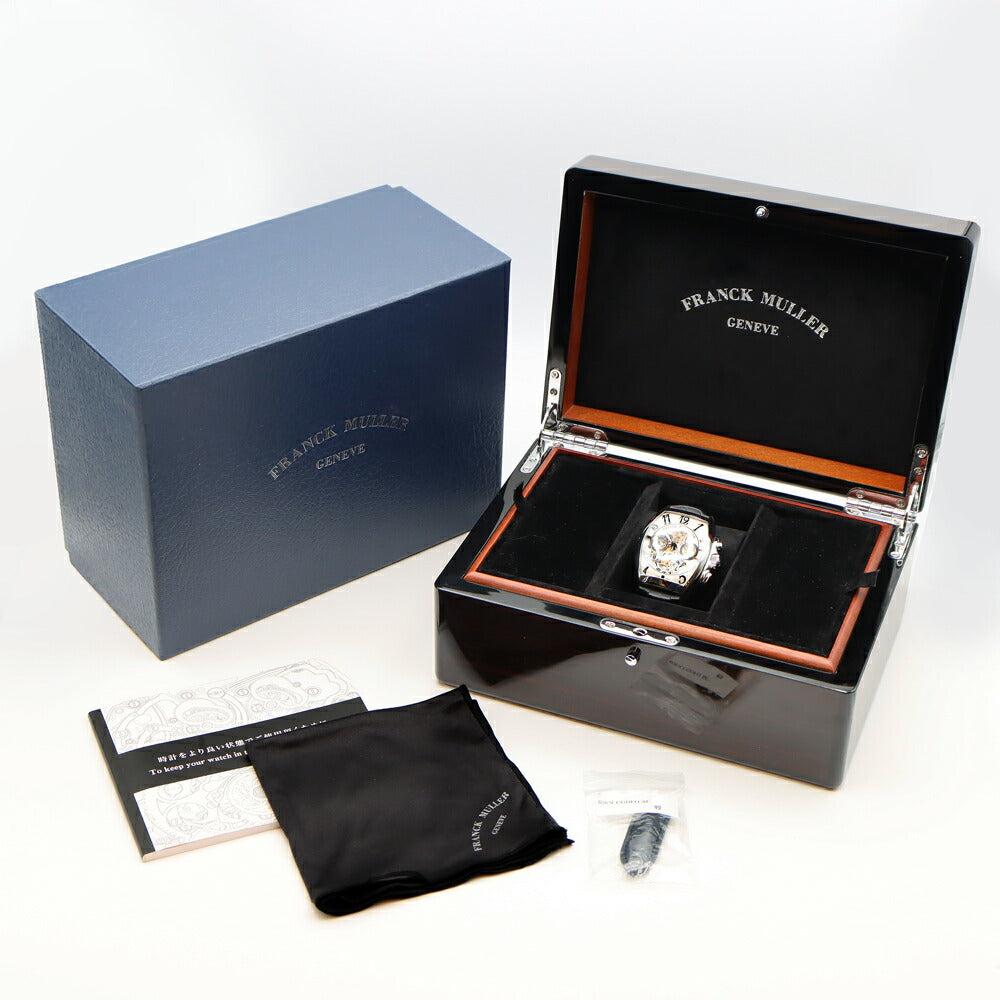 内部点検済 FRANCK MULLER フランクミュラー トノーカーベックス クロノグラフ ビックデイト 8083CC シルバー スケルトン SS ステンレス 純正ベルト 純正尾錠 メンズ 自動巻き【6ヶ月保証】【中古】【腕時計】