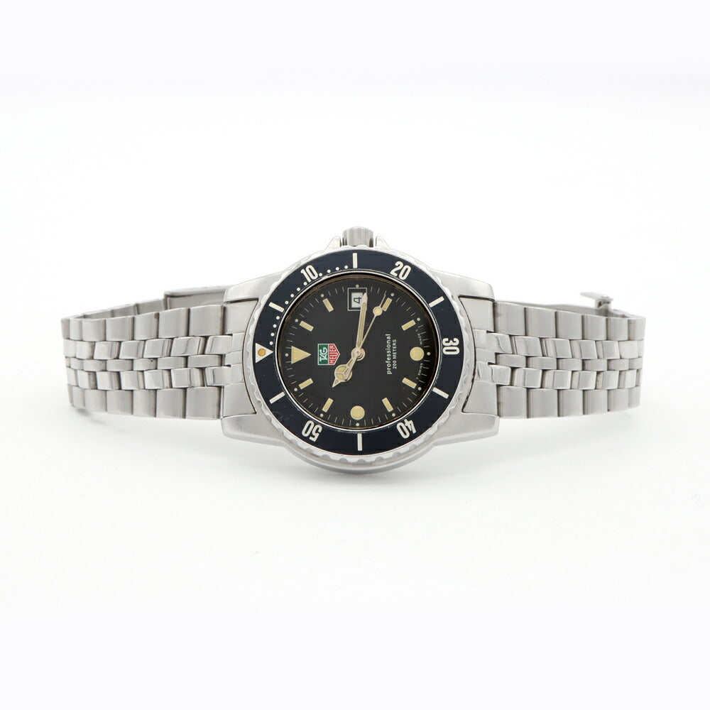 電池交換済 TAG Heuer タグホイヤー プロフェッショナル WD1210-D0 デイト 200m防水 黒 ブラック SS ステンレス メンズ クォーツ【6ヶ月保証】【腕時計】【中古】