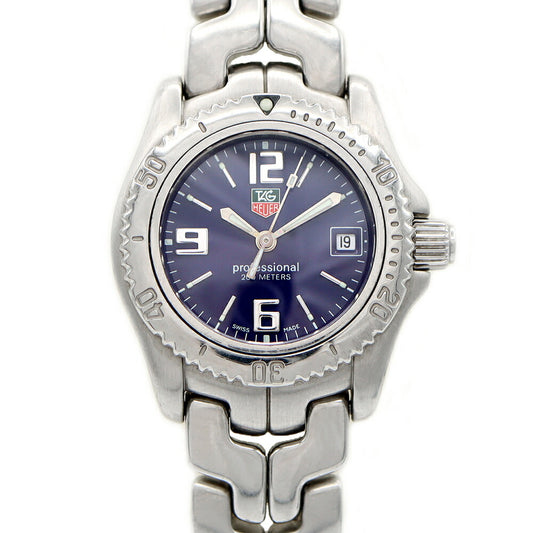 電池交換済 TAG Heuer タグホイヤー リンク プロフェッショナル WT1413 BA0560 デイト 200m防水 青 ブルー SS ステンレス レディース クォーツ【6ヶ月保証】【腕時計】【中古】