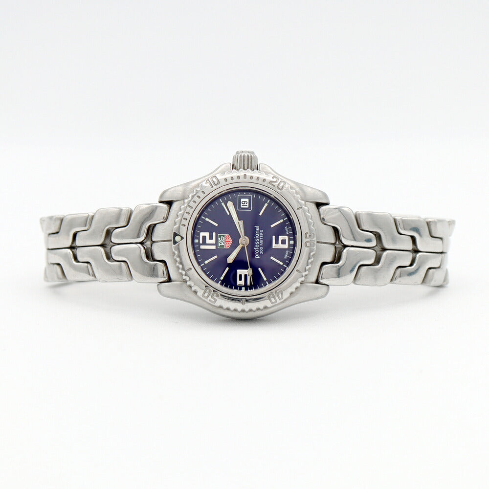 電池交換済 TAG Heuer タグホイヤー リンク プロフェッショナル WT1413 BA0560 デイト 200m防水 青 ブルー SS ステンレス レディース クォーツ【6ヶ月保証】【腕時計】【中古】