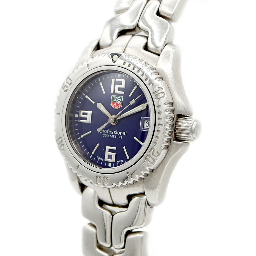 電池交換済 TAG Heuer タグホイヤー リンク プロフェッショナル WT1413 BA0560 デイト 200m防水 青 ブルー SS ステンレス レディース クォーツ【6ヶ月保証】【腕時計】【中古】