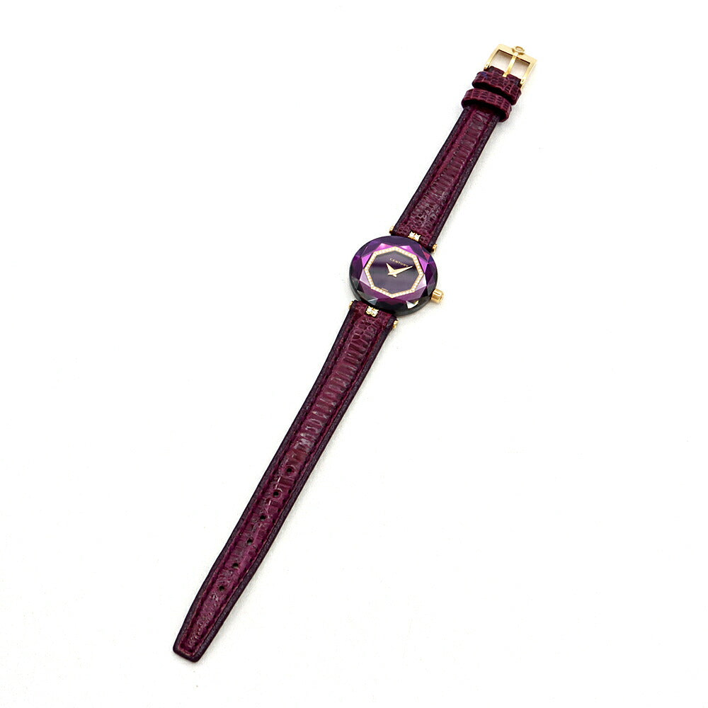 電池交換済 CENTURY センチュリー タイムジェム カットガラス ダイヤモンド 100m防水 黒 ブラック K18YG イエローゴールド 純正ベルト 純正K18YG尾錠 レディース クォーツ【6ヶ月保証】【腕時計】【中古】