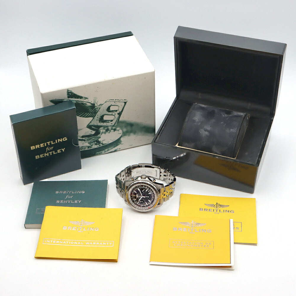 BREITLING ブライトリング ベントレー モーターズ Tスピード A25363 クロノグラフ デイト 100m防水 グレー SS ステンレス メンズ 自動巻き【自社保証6ヶ月】【腕時計】【中古】