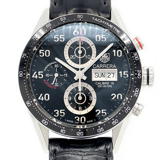 TAG Heuer Tag Heuer Carrera Caliber 16 Chronograph CV2A10 Day Date Back Slot 100m Water Resistant Black SS Stainless Steel Genuine Belt Genuine Buckle Men's Automatic Winding [6 Month Warranty] [Watch] [Used]
