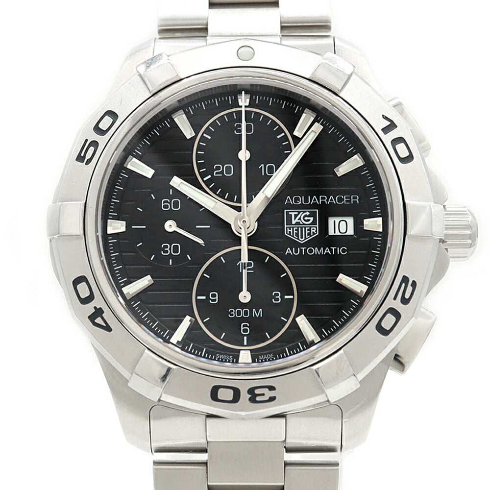 内部点検済 TAG Heuer タグホイヤー アクアレーサー キャリバー16 クロノグラフ CAP2110 デイト 300m防水 黒 ブラック SS ステンレス メンズ 自動巻き【6ヶ月保証】【腕時計】【中古】