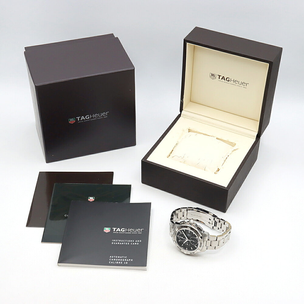 内部点検済 TAG Heuer タグホイヤー アクアレーサー キャリバー16 クロノグラフ CAP2110 デイト 300m防水 黒 ブラック SS ステンレス メンズ 自動巻き【6ヶ月保証】【腕時計】【中古】
