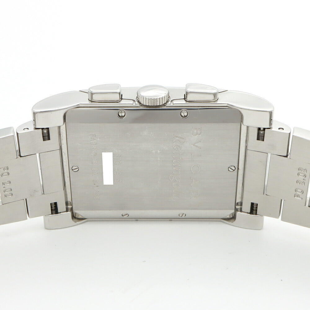 電池交換済 BVLGARI ブルガリ レッタンゴロ クロノグラフ RTC49S デイト スモールセコンド シルバー SS ステンレス メンズ クォーツ【6ヶ月保証】【腕時計】【中古】