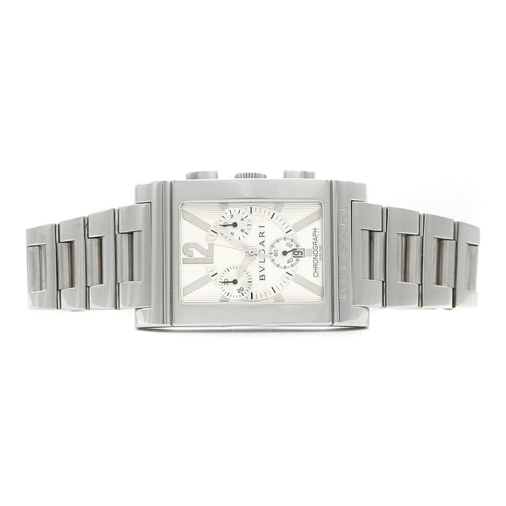 電池交換済 BVLGARI ブルガリ レッタンゴロ クロノグラフ RTC49S デイト スモールセコンド シルバー SS ステンレス メンズ クォーツ【6ヶ月保証】【腕時計】【中古】