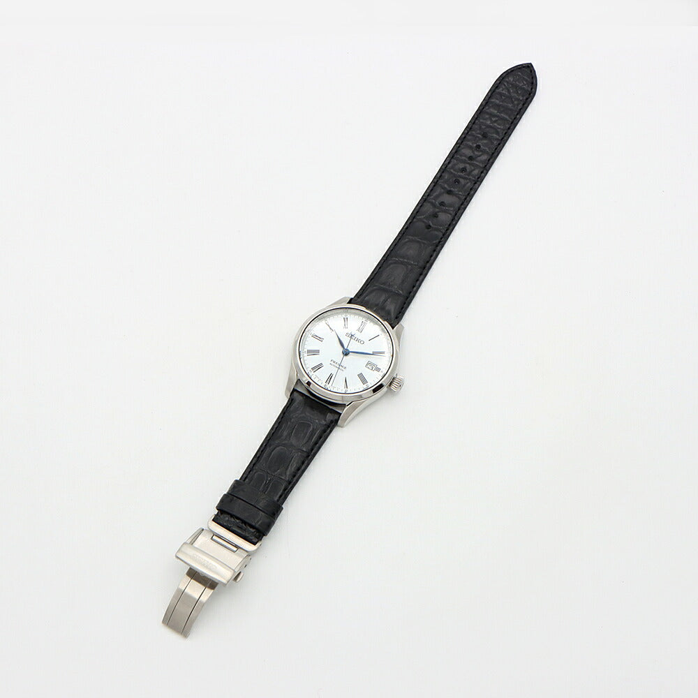 SEIKO セイコー プレザージュ 6R15-03V0 デイト 裏スケ 100m防水 白 ホワイト SS ステンレス 純正ベルト 純正尾錠 メンズ 自動巻き プレサージュ【6ヶ月保証】【腕時計】【中古】
