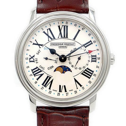 Battery replaced FREDERIQUE CONSTANT Classic Business Timer FC-270X4P4/5/6 Triple Calendar Moon Phase White SS Stainless Steel Genuine Belt Genuine Buckle Men's Quartz [6 Month Warranty] [Watch] [Used]