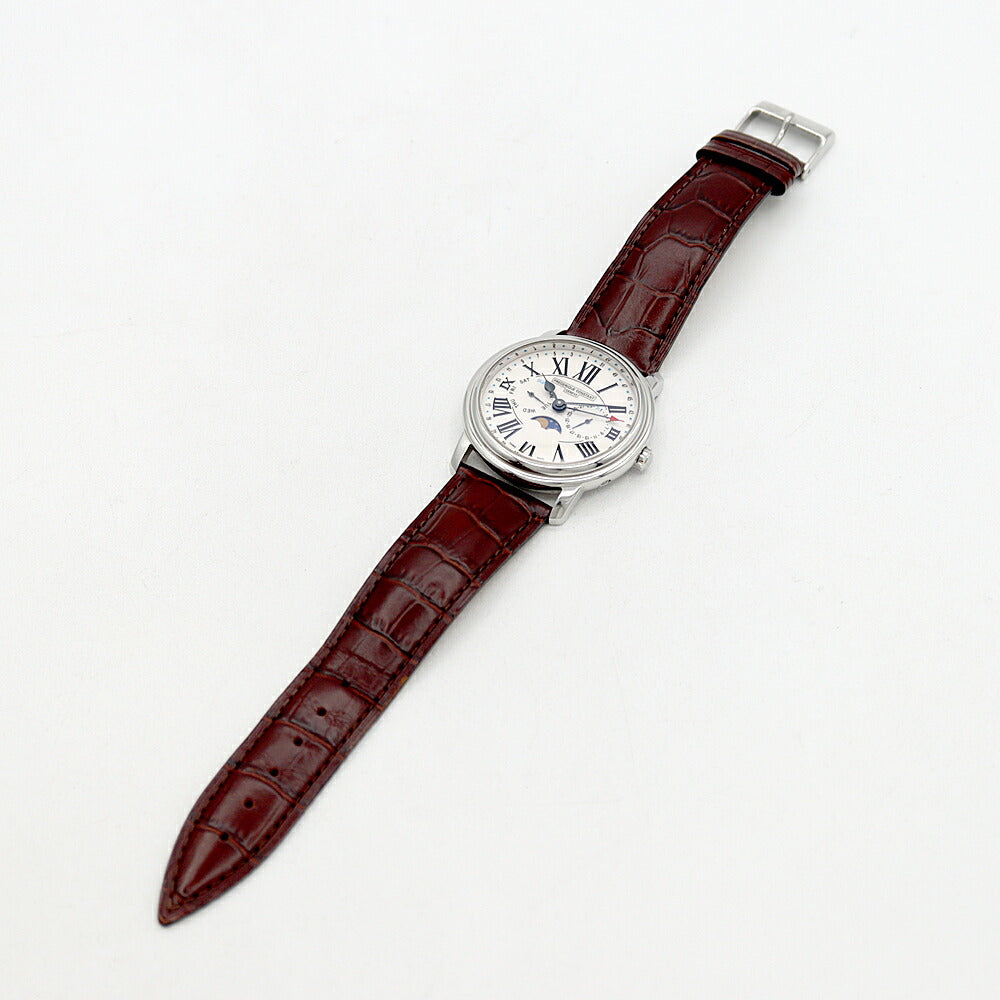Battery replaced FREDERIQUE CONSTANT Classic Business Timer FC-270X4P4/5/6 Triple Calendar Moon Phase White SS Stainless Steel Genuine Belt Genuine Buckle Men's Quartz [6 Month Warranty] [Watch] [Used]