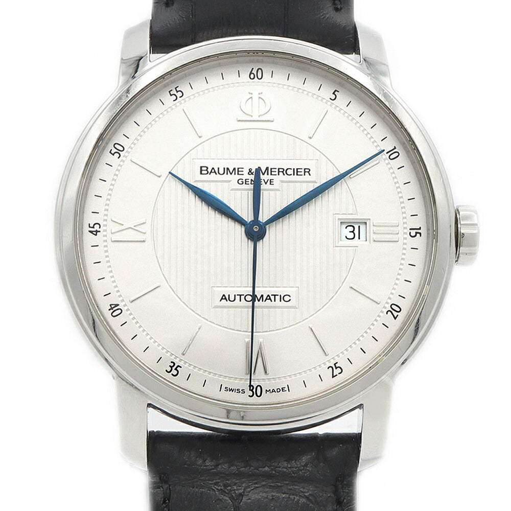 BAUME&MERCIER ボーム&メルシェ クラシマ 65593 30m防水 デイト シルバー SS ステンレス 純正尾錠 メンズ 自動巻き【6ヶ月保証】【腕時計】【中古】