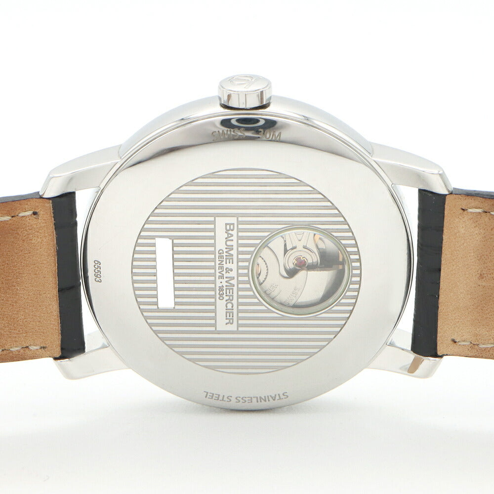BAUME&MERCIER ボーム&メルシェ クラシマ 65593 30m防水 デイト シルバー SS ステンレス 純正尾錠 メンズ 自動巻き【6ヶ月保証】【腕時計】【中古】