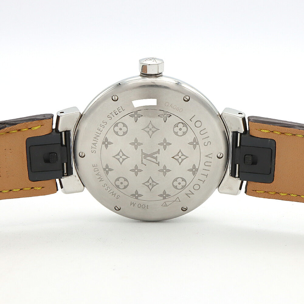 Battery replaced LOUIS VUITTON Tambour World Tour QA060 100m waterproof brown SS stainless steel genuine belt genuine buckle men's quartz [6 month warranty] [watch] [used]
