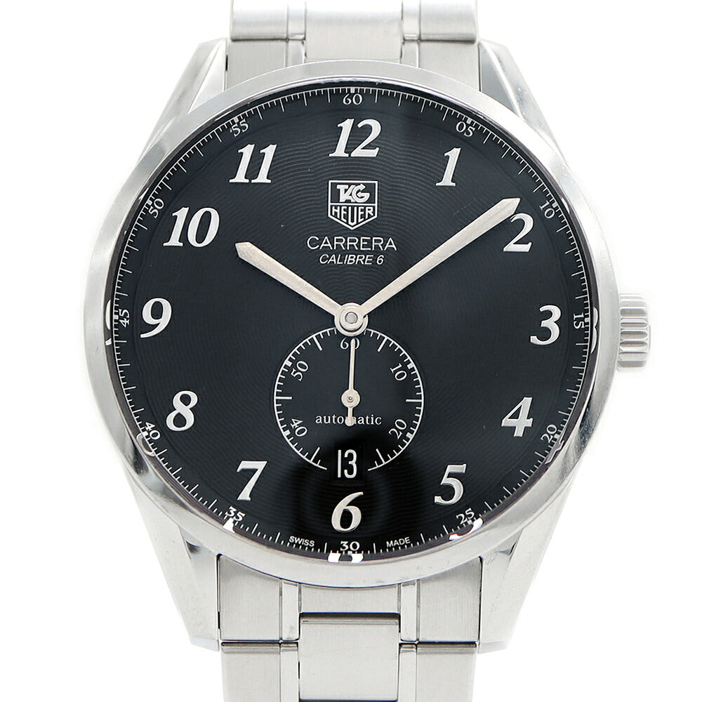 内部点検済 TAG Heuer タグホイヤー カレラ ヘリテージ キャリバー6 WAS2110 デイト 100m防水 裏スケ 黒 ブラック SS ステンレス メンズ 自動巻き【6ヶ月保証】【腕時計】【中古】