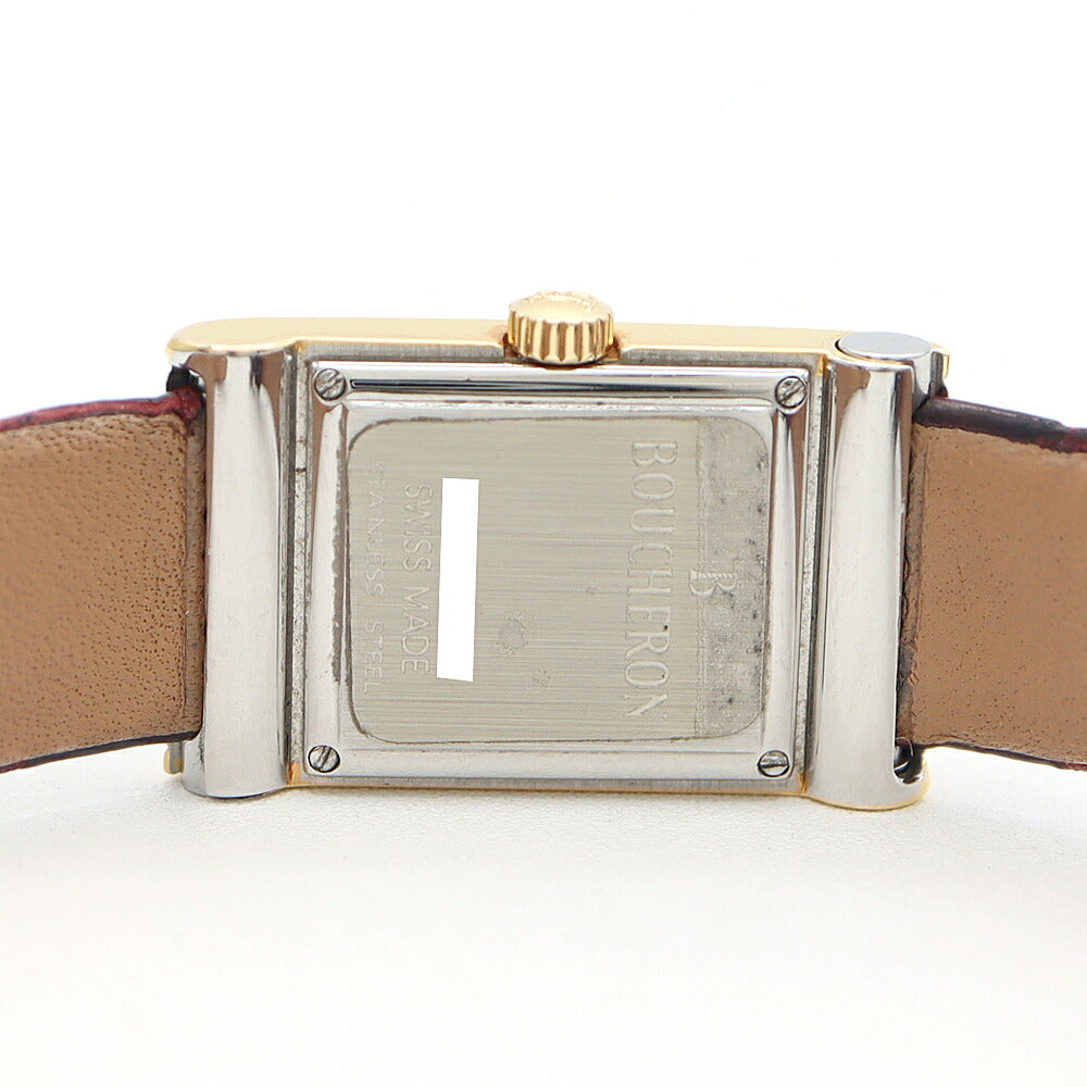 電池交換済 BOUCHERON ブシュロン リフレ シャンパンゴールド YGP イエローゴールド SS ステンレス 純正ベルト 純正尾錠 レディース クォーツ【6ヶ月保証】【腕時計】【中古】